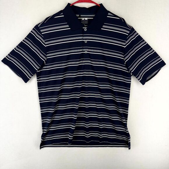 adidas Other - adidas Golf puremotion Mens Moisture Wicking Blue/White Performance Polo L NEW